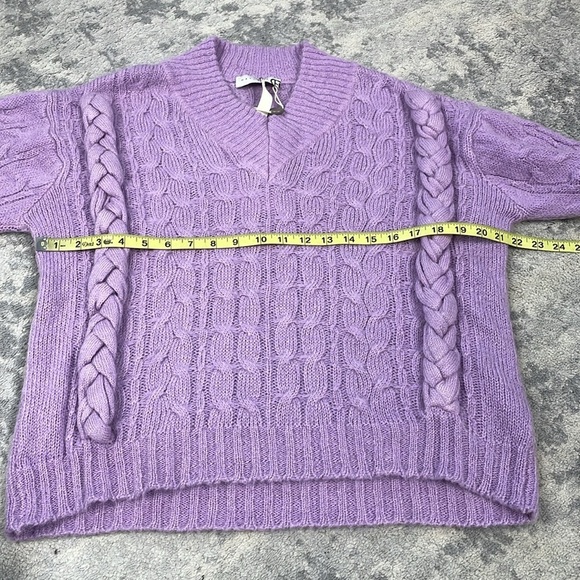 NWT Have One Maglia Donna Braided Chunky Cable Knit Sweater Light Purple Alpaca - Picture 6 of 8